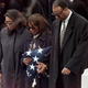 Alma Brown (center), the widow of Secretary of Commerce Ron Brown, and her children, Tracey and William, leave Arlington National Cemetery in Virginia on April 10, 1996, following the graveside ceremony for Ron Brown, who was killed April 3 in a jet crash near Dubrovnic, Croatia.
LUKE FRAZZA/AFP/Getty Images